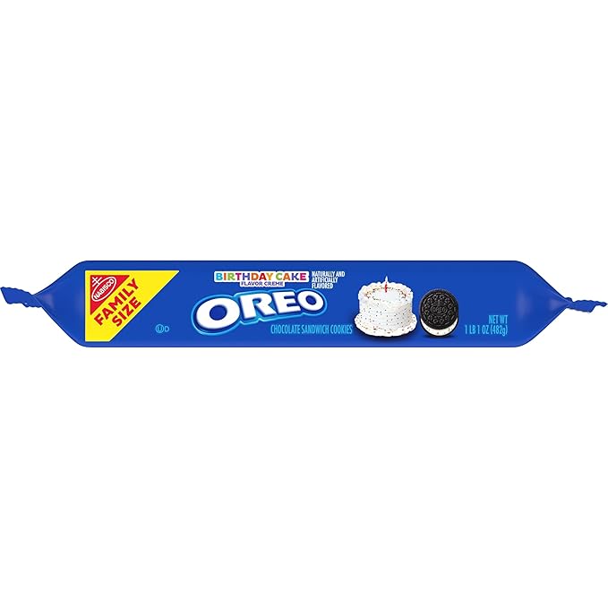 OREO Birthday Cake Creme Chocolate Sandwich Cookies, Family Size, 12 - 17 oz Packs