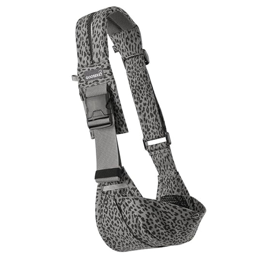 GOOSEKET 365 Toddler Carrier, 100% Cotton, Lightweight, Easy-to-USE, Portable, Suitable from 6-48 Months, Supports UP to 44LBS (Gray Leopard)