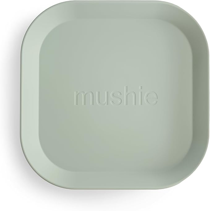 mushie Square Dinnerware Plates for Kids | Made in Denmark, Set of 2 (Sage)