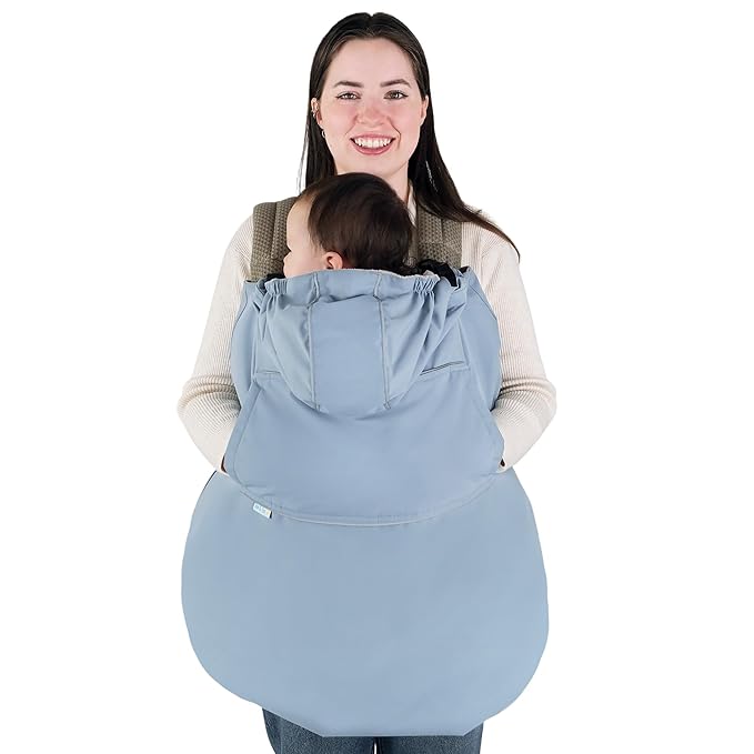 JAN & JUL Waterproof Baby Carrier Cover for Rain, Universal Fit for Car Seats and Strollers (Dusty Blue)