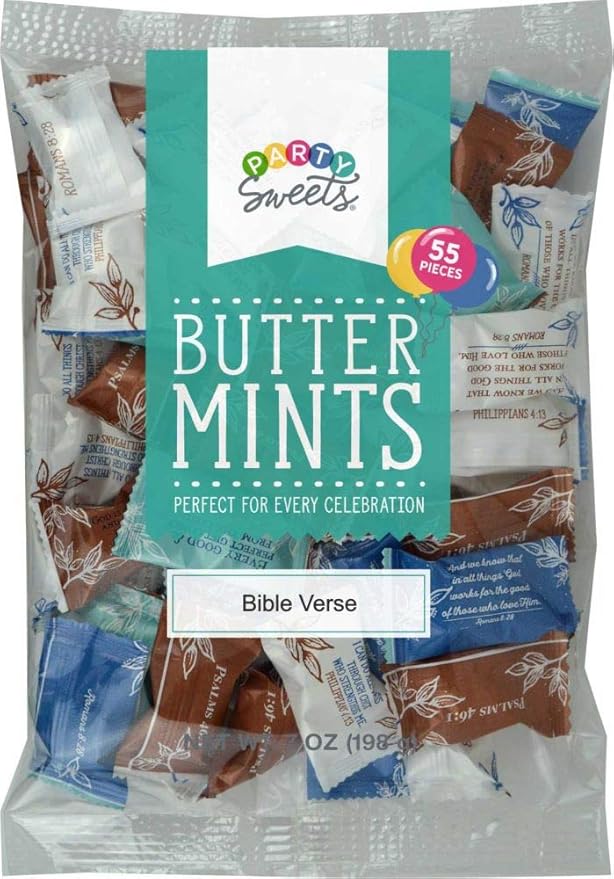 Hospitality Mints Party Sweets Bible Verse Buttermints by Appx 300 mints, 7 ounce Bags (Pack of 6) 42 Ounce