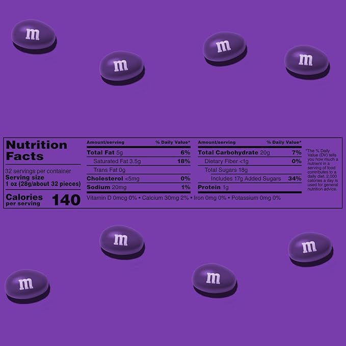 M&M’S Peanut Purple Chocolate Candy - 2lbs of Bulk Candy in Resealable Pack for Easter, Candy Buffet, Birthday Parties, Theme Meetings, Candy Bar, Sweet Stuff for DIY Party Favors or Edible Decoration