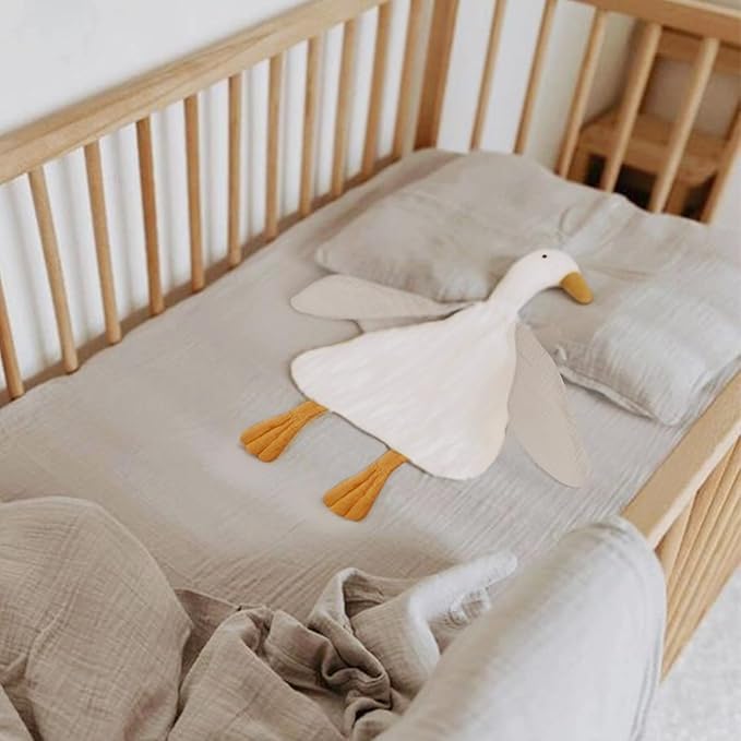 Baby Toys Lovey Blanket Soft Duck Toys for Newborn Essentials 0-6 Months, Sensory Stuffed Animal Security Blanket for Boys and Girls (Duck-Beige)