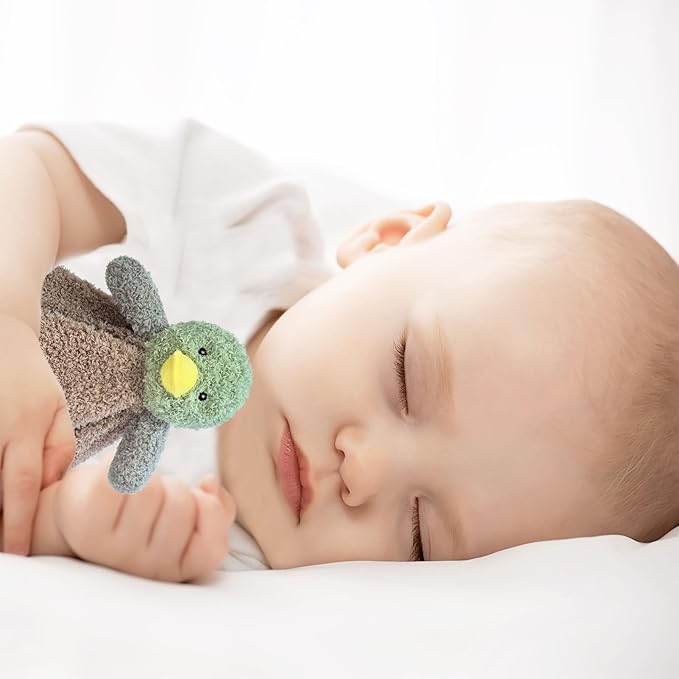 Baby Mallard Duck Soft Stuffed Animal Security Blanket, Plush Green Duck Character Lovey Blanket, Baby Shower/Nursery Gift, Newborn Infant Toddler Snuggle Blankie for Boys Girls, 14 Inches