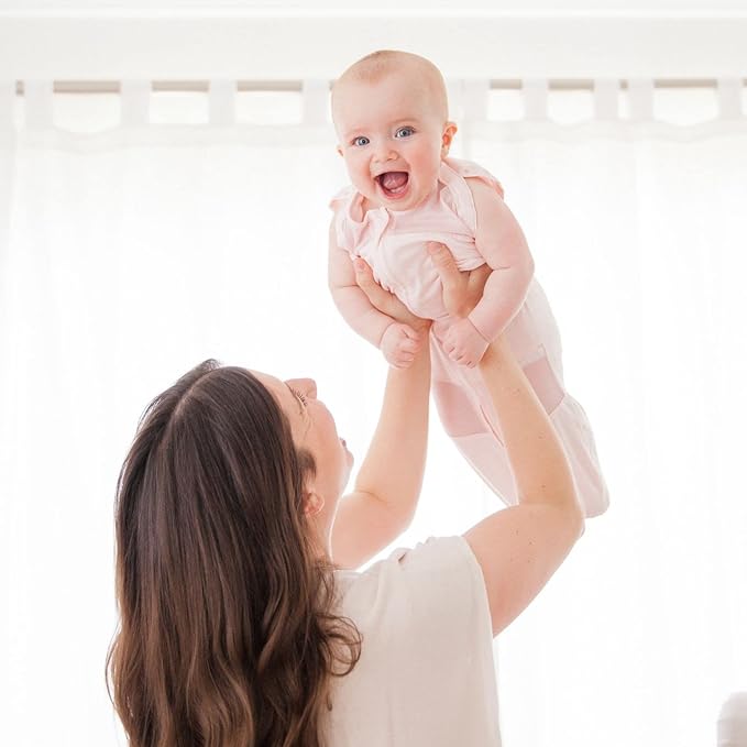 Happiest Baby Sleepea 5-Second Swaddle - 100% Organic Cotton Baby Swaddle Blanket - Doctor Designed Promotes Healthy Hip Development (Rose Stars, Medium)