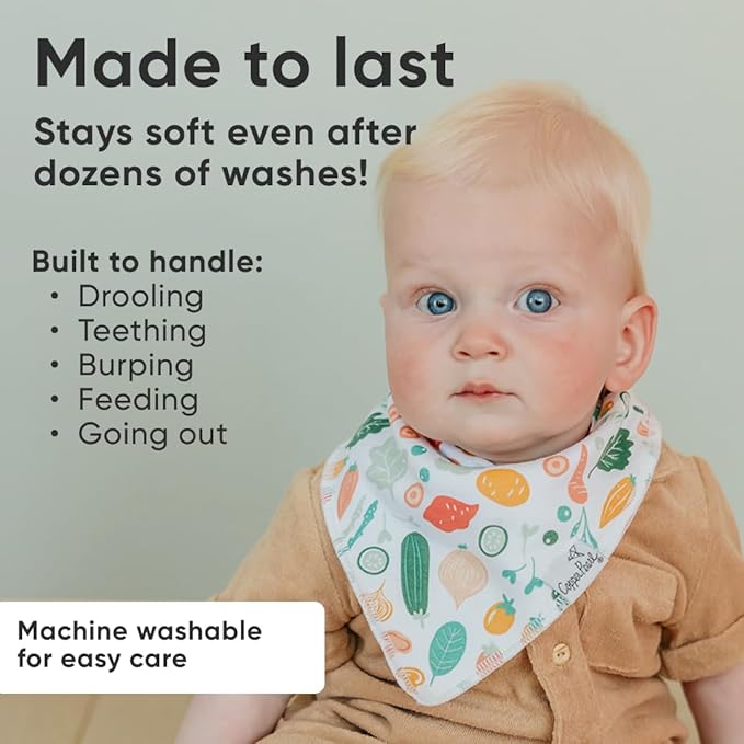 Copper Pearl Baby Bandana Drool Bibs for Drooling and Teething 4 Pack Gift Set Veggies