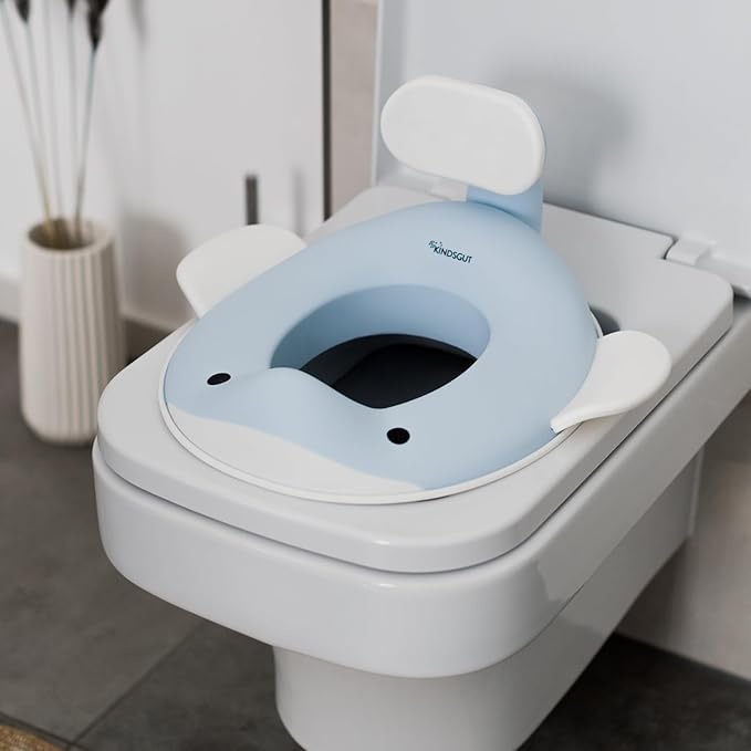 Kindsgut Potty Training Seat in whale design, designed in Germany, suitable for all toilet shapes non-slip toilet seat, Light Blue