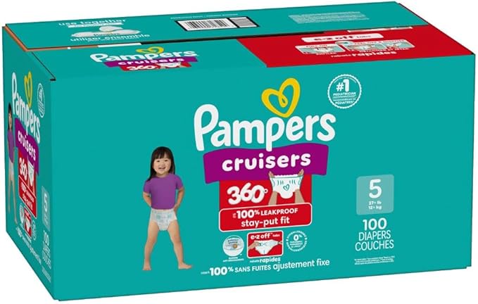 Pampers Diapers - Cruisers 360 - Size 5, 100 Count, Babyproof up to 100% Leakproof Pull-On Diaper