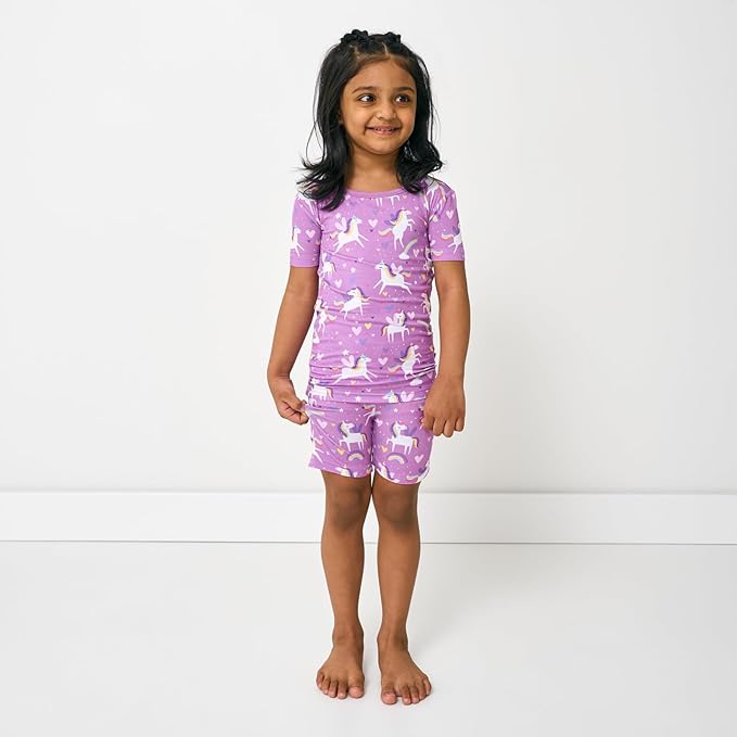 Little Sleepies Pajama Set w/Short Sleeve Shirt & Shorts, Viscose from Bamboo Toddler Pajamas, Girl & Boys Pajamas for Kids