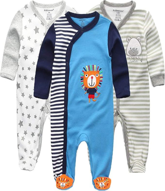 Kiddiezoom Baby and Toddler Boys'Snug Fit Footed One-Piece Romper Jumpsuit Cotton Cotton Footed Outfit