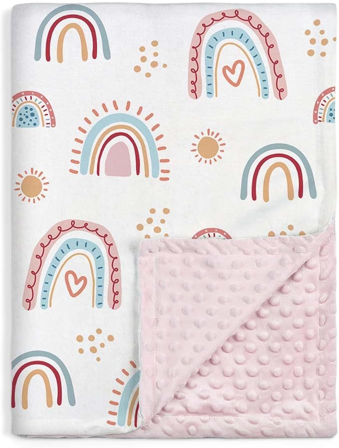 SANDJEST Rainbow Kid Blanket for Girls - 30 x 40 Kids Minky Blanket - Gifts for Kids on Birthday Christmas Nursery Bedroom Decor