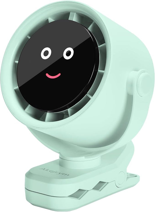 Clip on Fan for Bed, Portable Fan for Travel, 360° Rotate Battery Operated Personal Fan, Air Turbo Tech & Digital display, stroller fan with 5 Speeds, For Home Office Stroller Camping - Green