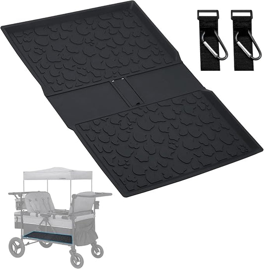 All Weather Mat for Wrangler Deluxe 4 Seater Stroller Wagon,Myvikcar Insert Floor Protect Pad 31.5x22 Inch(Black)