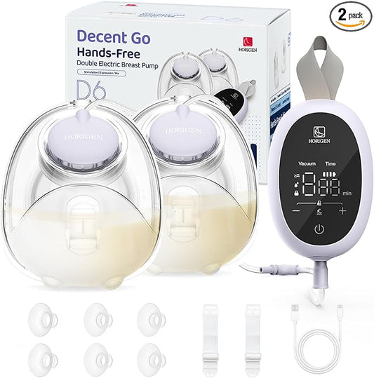 Breast Pump D6, Ultra-Lightweight Hands Free Wearable Breast Pump with Upgraded Leak-Proof Double-Seal Flange, Electric Breastfeeding Pump 3 Modes | 9 Levels, 3 Fine-Tuned Rhythms, 15/17/19/21/25mm