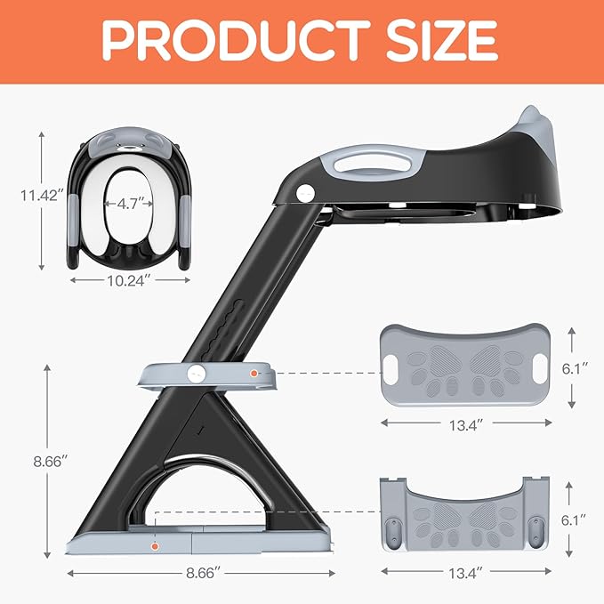 SKYROKU New Sector-Shape Stabilized Base 2-in-1 Toddler Toilet Seat, Potty Training Toilet with Splash Guard, Anti-Slip Pad, and Step Stool (Dark Blue) (8899-Black)