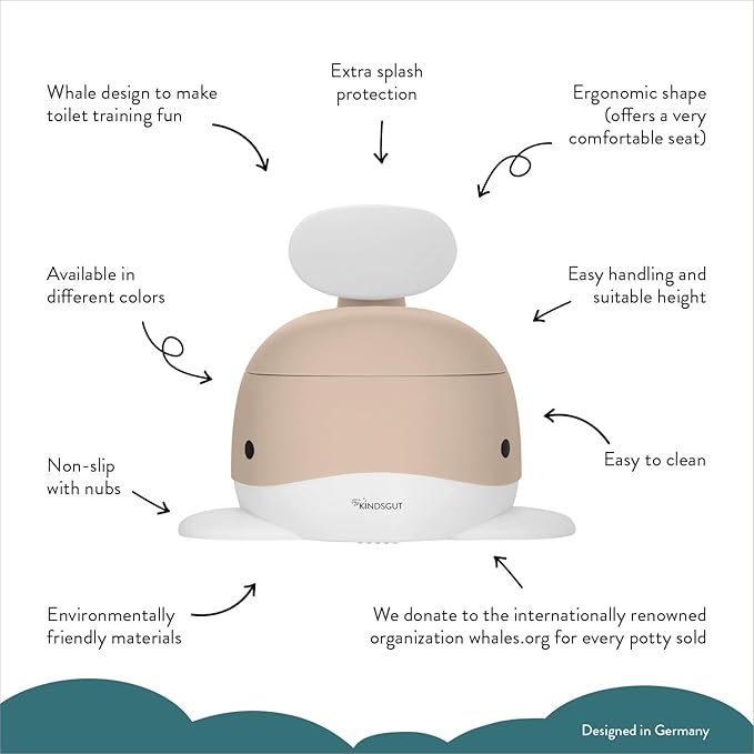 Kindsgut Potty Training Toilet in Whale Design, Designed in Germany, Potty Training in a Beautiful Design, Sand