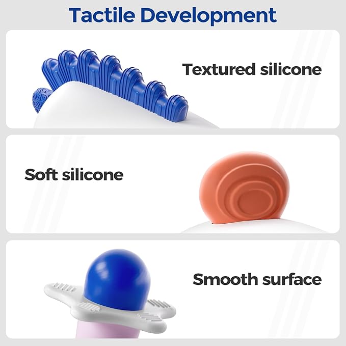 Evoceler Baby Toys, 2 Pac Bear Rattles & Shaker Toys with Teether, Sensory Toys for 0+M Babies, Soft Silicone BPA Free, Perfect Size for Grasp and Shake, Ideal Baby Boy Girl Toy Gift