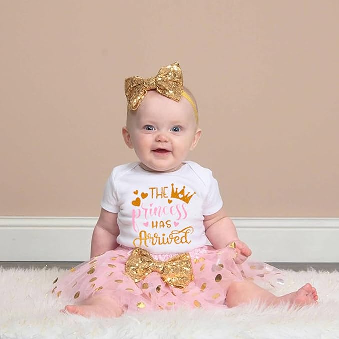 Newborn Baby Girl Outfits Infant Letter Print Romper+Tutu Skirt+Headband+Legging Warmer Coming Home Clothes Set