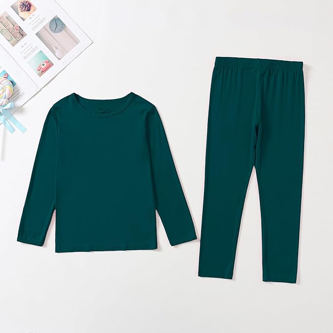 Jimonda Toddler Kids Girls Boys Pajamas Sets Soft Comfy Jammies Tencel Solid Raglan Sleepwear Pajamas Pjs 2pcs Set 18M-8Y