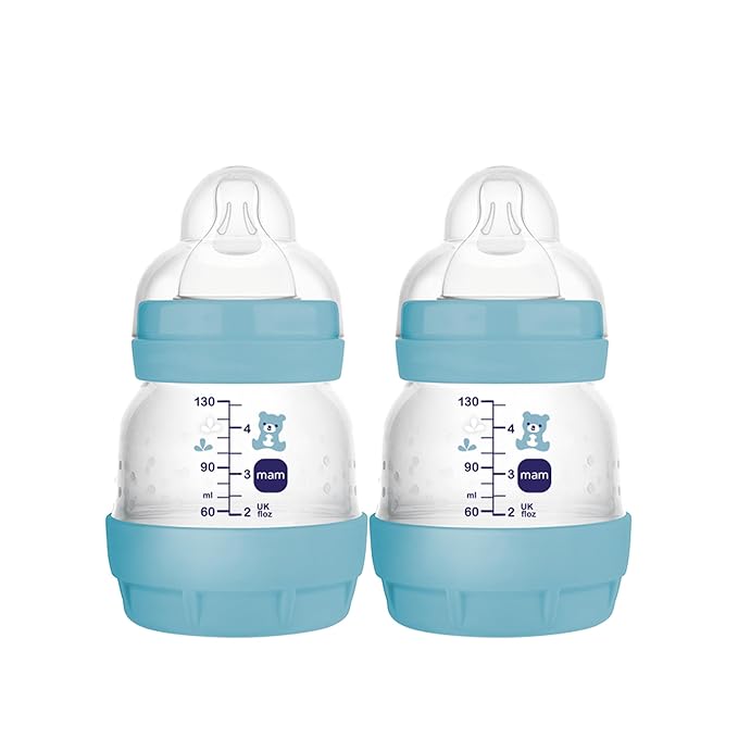MAM Easy Start Anti-Colic Baby Bottles, Extra Slow Flow, Breastfeeding-Like Silicone Nipple Bottle, Reduces Colic, Gas, & Reflux, Easy-to-Clean, BPA-Free, Vented Baby Bottles for Newborns, 0-3 Months