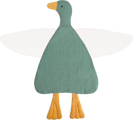 Baby Toys Lovey Blanket Soft Duck Toys for Newborn Essentials 0-6 Months, Sensory Stuffed Animal Security Blanket for Boys and Girls (Duck-Roman Green)