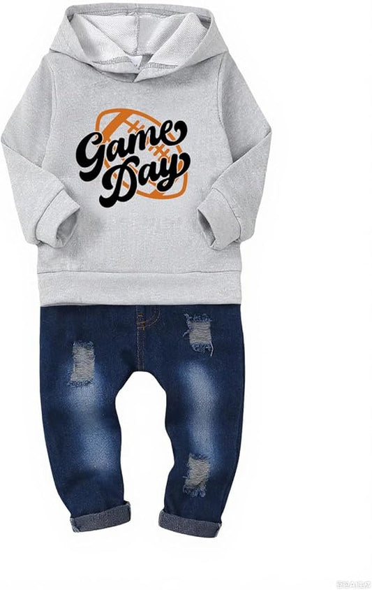 NZRVAWS Baby Boy Clothes Toddler Boy Outfit 2 3 4T 6 12 18 24 Month Fall Winter Hoodie Ripped Jeans Clothing