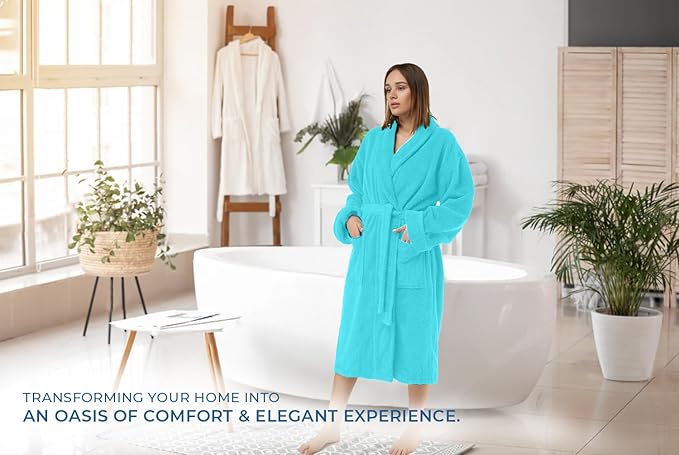 DAN RIVER Premium Cotton Terry Robes for Women and Men, Ultra Soft bathrobe with Adjustable Waist Belt and Pockets Pack of 1