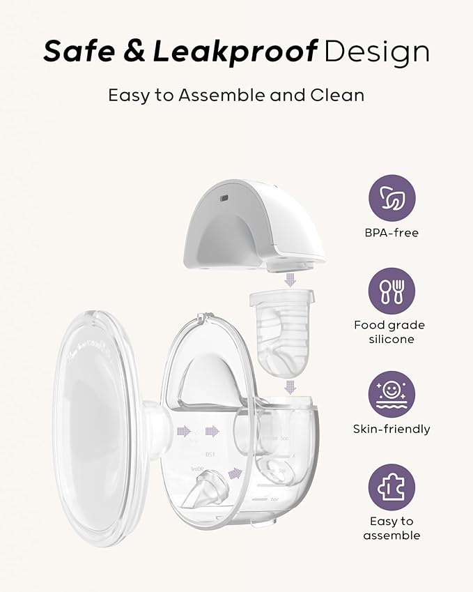 Nuliie Hands-Free Breast Pump, Wearable Breastfeeding Pump 4 Modes 9 Levels with 18/21/24MM Flange, Electric Breast Pump Portable, Replaced Pumping Accessories Included (2 Packs, Pink)