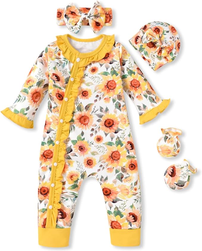 Aalizzwell Baby Girls Romper Outfit Fall Winter Clothes with Accessories