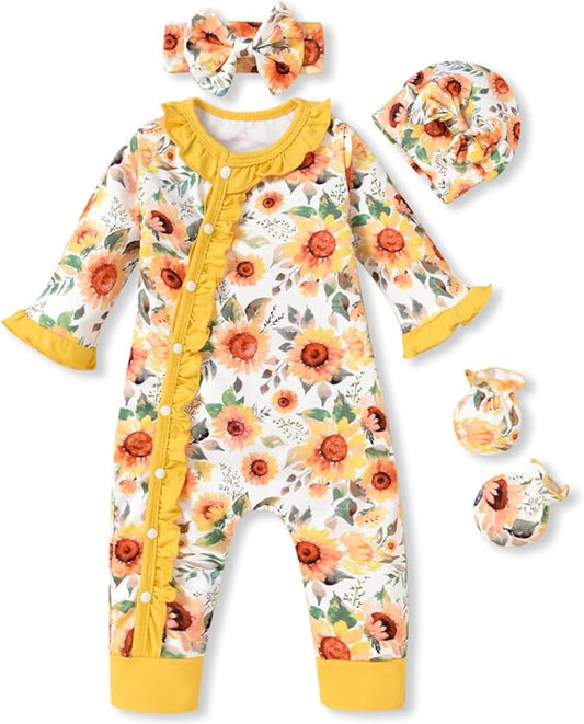 Aalizzwell Baby Girls Romper Outfit Fall Winter Clothes with Accessories