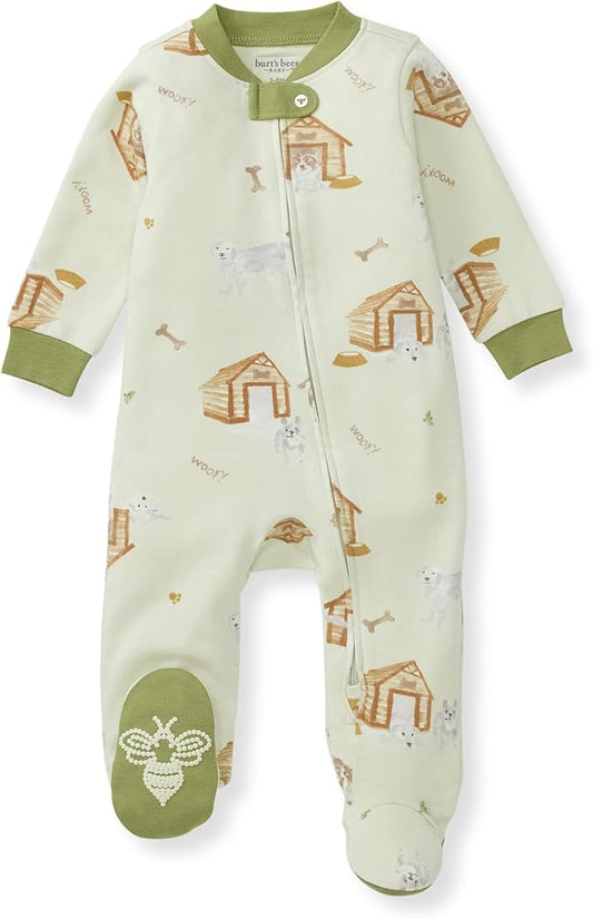 Burt's Bees Baby Baby Girls Pajamas, Zip Front Non-Slip Footed Sleeper Pjs, 100% Organic Cotton