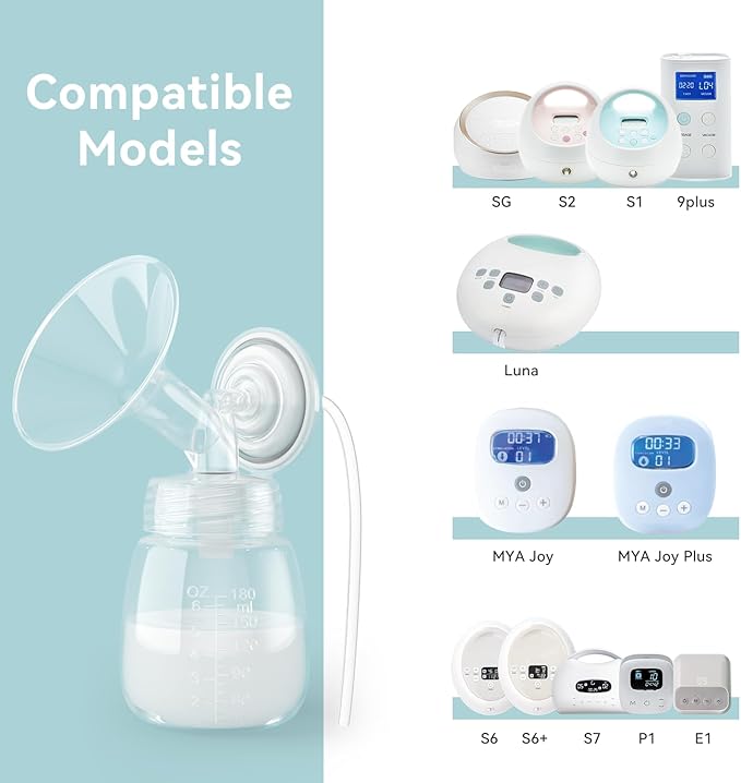 4PCS 15mm Breast Pump Flanges, Compatible with Spectra S1/S2/9Plus/Synergy Gold, Motif Luna, Wide-Mouth Bottle Fit, Breast Pump Accessories