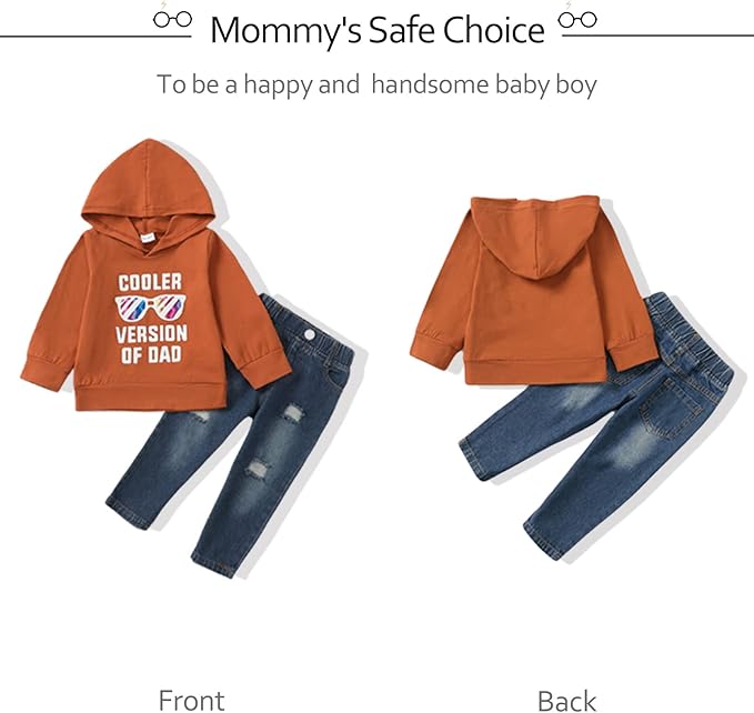 NZRVAWS Baby Boy Clothes Toddler Boy Outfit 2 3 4T 6 12 18 24 Month Fall Winter Hoodie Ripped Jeans Clothing