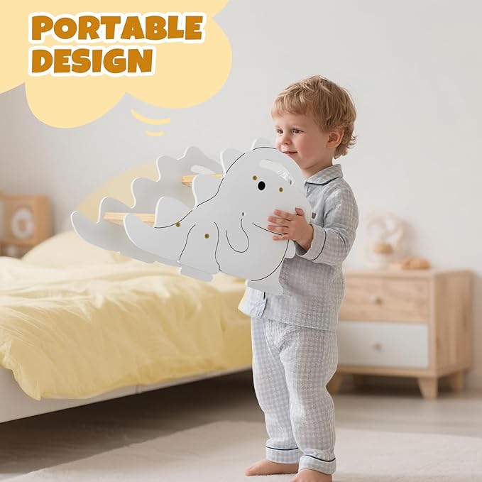 COSYLAND Height Adjustable Kids Step Stools - Supports Up to 220 LBS Wooden Step Stool for Toddlers, Portable Stepping Stools with Handle for Kitchen, Bathroom (Natural & White)