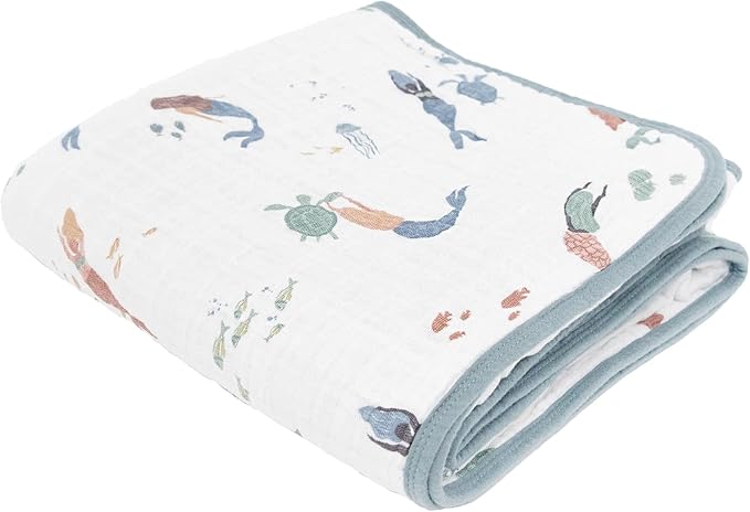 Little Unicorn Original Premium Cotton Quilt | Multi-Layered & Extra-Soft Muslin Fabric |for Babies & Toddlers (Mermaids)