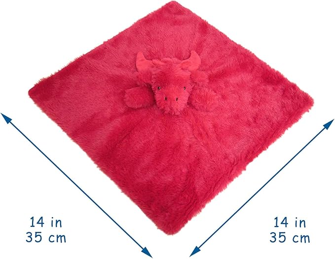 Baby Red Dragon Soft Stuffed Animal Security Blanket, Plush Dinosaur Character Lovey Blanket, Baby Shower/Nursery Gift, Newborn Infant Toddler Snuggle Blankie for Girls Boys, 14 Inches