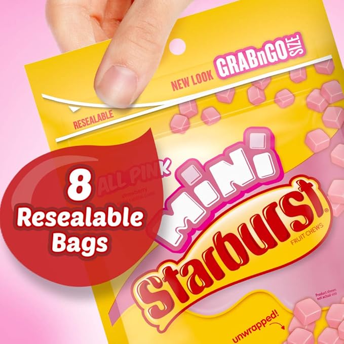 STARBURST Candy Bulk - Minis All Pink Fruit Chews, STARBURST Chews Candy 8oz (Pack of 8)