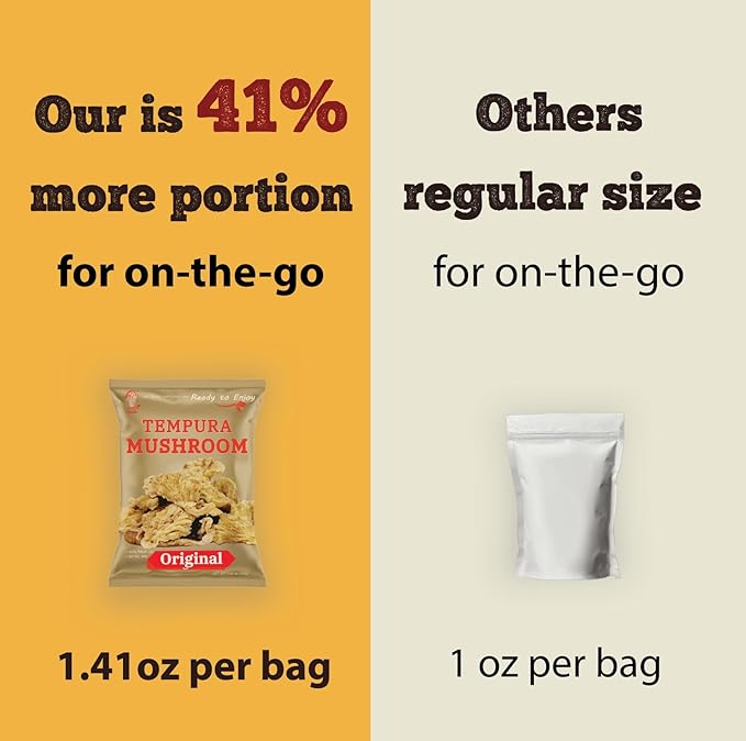BITETUOSO Crunchy Oyster Mushroom Chips, On the Go, Savory Plant Based Snack, Original Flavor, 1.41 oz (Pack of 6), Dairy Free, Vegan, Crispy Gourmet Snack.