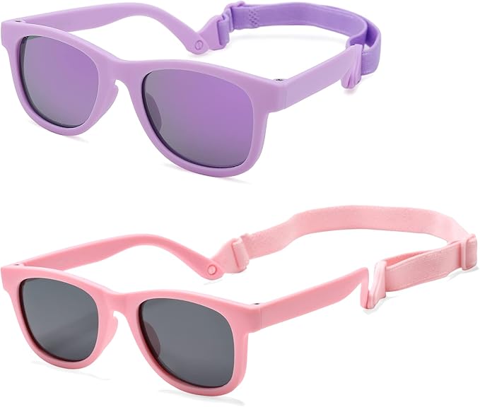 COASION Bendable Flexible Polarized Newborn Baby Sunglasses with Strap for Infant Boys Girls Age 0-12 Months CA8042
