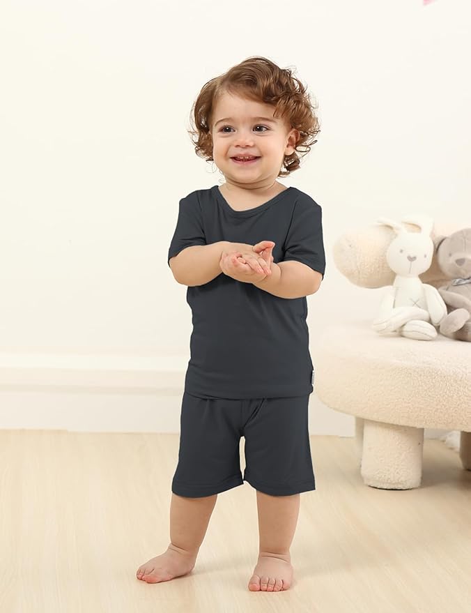 Jimonda Toddler Kids Girls Boys Pajamas Sets Soft Comfy Jammies Tencel Solid Raglan Sleepwear Pajamas Pjs 2pcs Set 18M-8Y