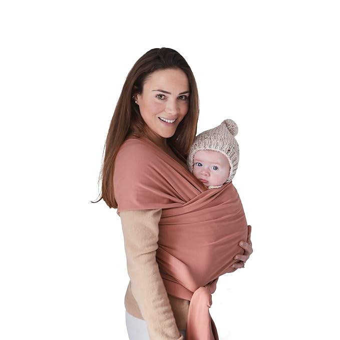 mushie Baby Wrap Carrier | Organic Cotton and Elastane | Infant Sling for Newborn and Babies 8-35 lbs (Cedar)