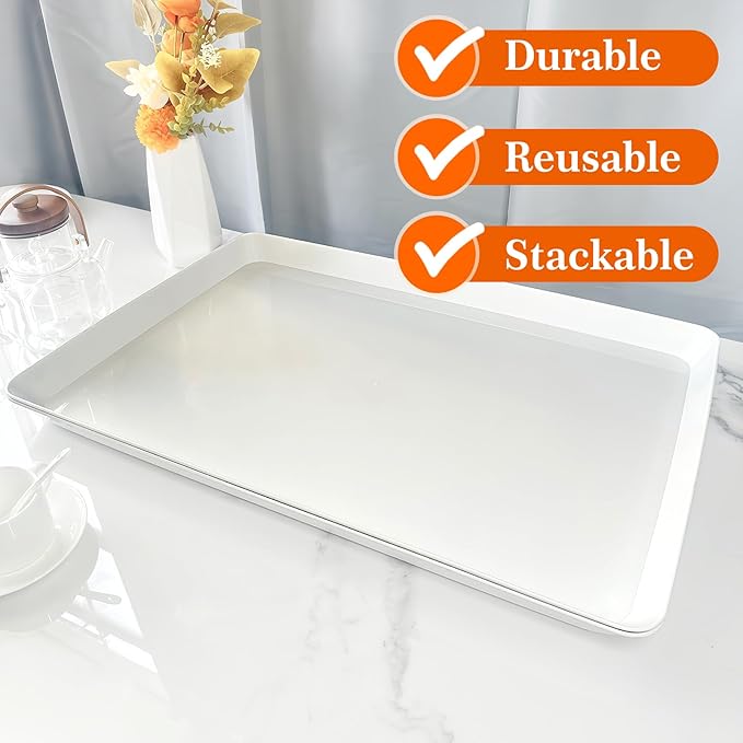 Serving Tray Platter, 26'' x 18'' x 1.6'', 2 Pcs Food Tray for Veggie Fruit Snack Dessert Cookie Cheese, Food Trays for Party Supplies Display, Large Platters for Serving Food, BPA Free