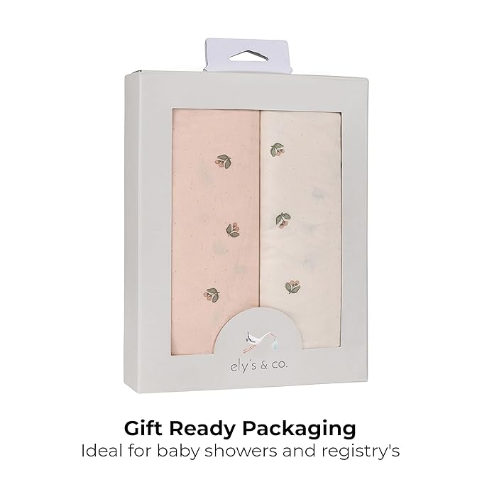 Ely’s & Co. Pack and Play Sheets, for Mini/Portable Crib, 2 Pack Fitted Playpen Play Yard Sheet Set Compatible with Graco Pack n Play, for Baby Girls, 100% Cotton, Pink Vintage Floral, 38”x24”x5”