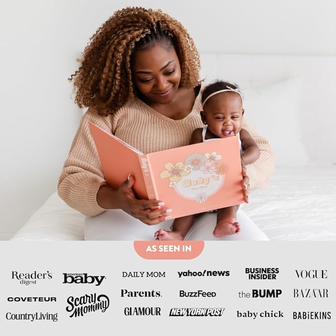 Lucy Darling Flower Child Baby Memory Book – First 5 Years Journal & Photo Album, Gender-Neutral Keepsake for Baby Boy/Girl, Mom Gift