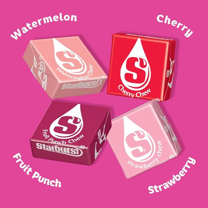 STARBURST FaveREDS Chewy Candy Bulk Pack, 24 Full Size Packs, Red Candy Bulk Box