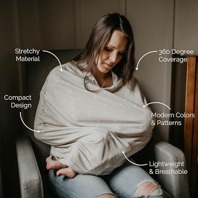 Parker Baby 4 in 1 Car Seat Cover for Girls and Boys - Stretchy Carseat Canopy, Nursing Cover, Grocery Cart Cover, High Chair Cover - "Desert"