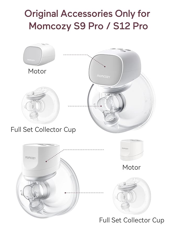 Momcozy Original S9 Pro/S12 Pro Replacement Accessories, Only Compatible with Momcozy S9 Pro/S12 Pro Breast Pump NOT for S9/S12 (Single-Sealed Full Set Collector Cup with 24mm Flange,180ml, 1 Pack)