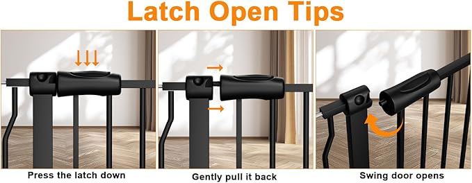 Wide Baby Gate for Stairs Doorways 30" Tall 34 to 38.5 Inch Wide Pressure Mounted Baby Gate Walk Through Child Gates for Kids or Pets Indoor Safety Gates