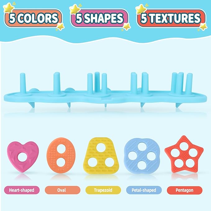 Baby Bath Toys, Mold Free Silcone Shape Sorting & Stacking Bath Toy Set with 20 Textured Floating Pieces, No Hole Design, Silicone Color & Shape Sorter for Toddler Early Learning Bathtub Fun