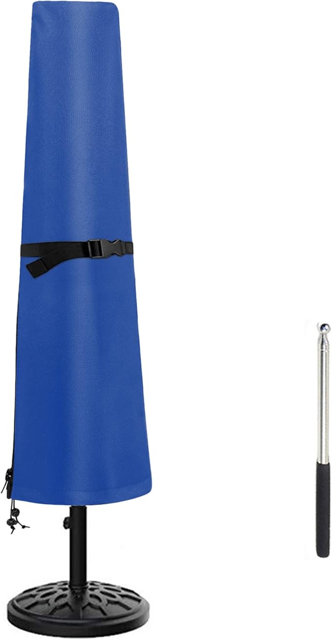 Patio Umbrella Cover, Waterproof Umbrella Covers for 7ft to 9ft Outdoor Umbrellas Market Parasol Covers with Push Rod, Blue